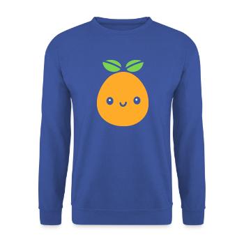Süße Zitrusfrucht mit lächelndem Gesicht Mango - Unisex Pullover - Royalblau - Vorne - Alina (178cm) & Michal (187cm)