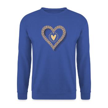 Leopard Print Herz - Unisex Pullover - Royalblau - Vorne - Alina (178cm) & Michal (187cm)