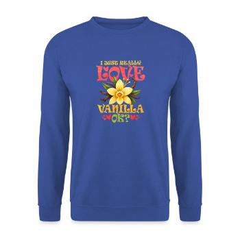 Liebevolle Vanille Blumen Illustration - Unisex Pullover - Royalblau - Vorne - Alina (178cm) & Michal (187cm)