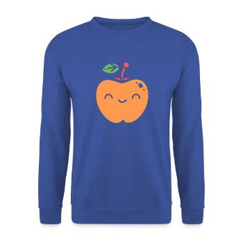 Illustrierte Happy Apple Nektarine - Unisex Pullover - Royalblau - Vorne - Alina (178cm) & Michal (187cm)
