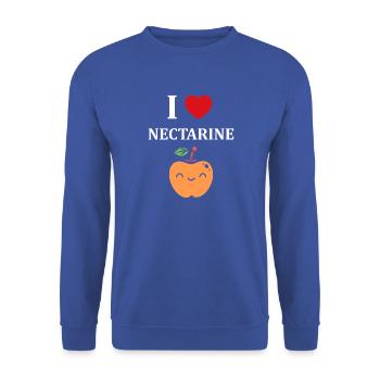 Kleidung mit Zitronen- und Nektarinenmuster - Unisex Pullover - Royalblau - Vorne - Alina (178cm) & Michal (187cm)