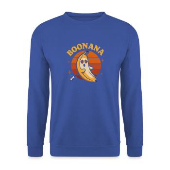 Lustige Banana mit Herzaugen - Unisex Pullover - Royalblau - Vorne - Alina (178cm) & Michal (187cm)
