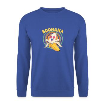 Bananenpizza mit Herzaugen - Unisex Pullover - Royalblau - Vorne - Alina (178cm) & Michal (187cm)