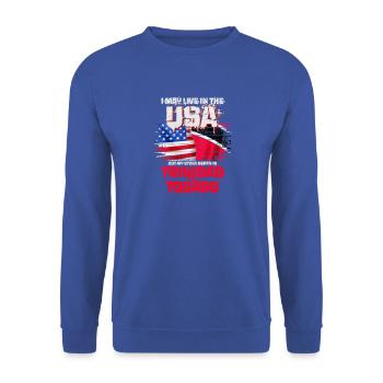 USA Patriotismus Design mit Flagge und Botschaft - Unisex Pullover - Royalblau - Vorne - Alina (178cm) & Michal (187cm)