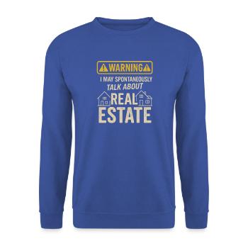 Ich bin aus Zucker & Gewürz und Immobilienberatung - Unisex Pullover - Royalblau - Vorne - Alina (178cm) & Michal (187cm)