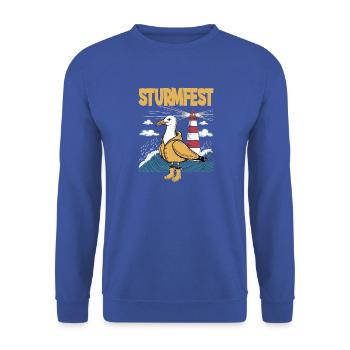 Leuchtturm-Melodie mit Seemöwe - Unisex Pullover - Royalblau - Vorne - Alina (178cm) & Michal (187cm)
