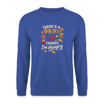 Mit 99,9 % Wahrscheinlichkeit bin ich hungrig - Unisex Pullover - Royalblau - Vorne - Alina (178cm) & Michal (187cm)