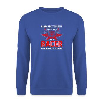 Be a Racer – Always - Unisex Pullover - Royalblau - Vorne - Alina (178cm) & Michal (187cm)