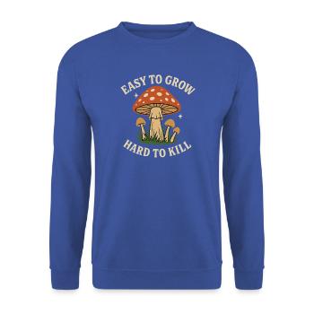 Pilz-Motiv: Leicht zu pflanzen, schwer zu töten - Unisex Pullover - Royalblau - Vorne - Alina (178cm) & Michal (187cm)