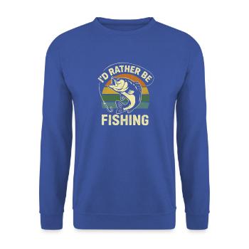 Angler Fisch mit Humor Spruch - Unisex Pullover - Royalblau - Vorne - Alina (178cm) & Michal (187cm)