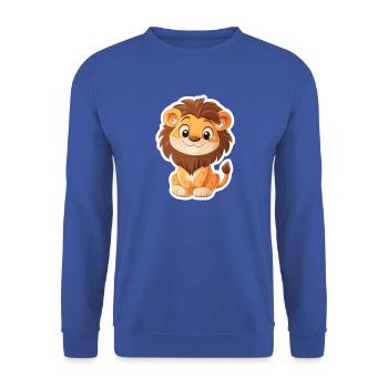 Löwe - Unisex Pullover - Royalblau - Vorne - Alina (178cm) & Michal (187cm)