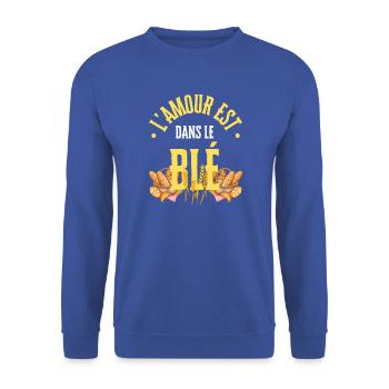 Die Liebe steckt im Weizen - Unisex Pullover - Royalblau - Vorne - Alina (178cm) & Michal (187cm)