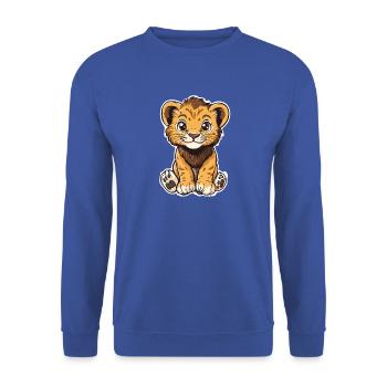 Löwe - Unisex Pullover - Royalblau - Vorne - Alina (178cm) & Michal (187cm)