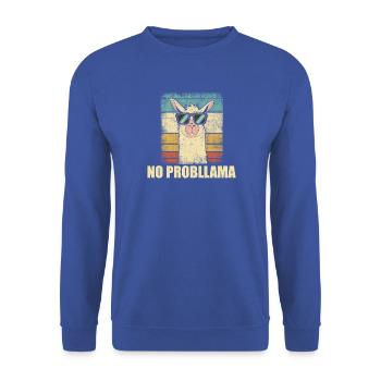 Kein Probllama Lustiges Retro-Lama - Unisex Pullover - Royalblau - Vorne - Alina (178cm) & Michal (187cm)