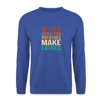 Hanukkah Chanukkah Hanukah - Unisex Pullover - Royalblau - Vorne - Alina (178cm) & Michal (187cm)