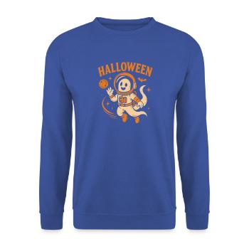 Halloween Raumfahrer Geist - Unisex Pullover - Royalblau - Vorne - Alina (178cm) & Michal (187cm)