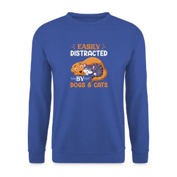 Dogs & Cats – Kuschelfreunde fürs Herz - Unisex Pullover - Royalblau - Vorne - Alina (178cm) & Michal (187cm)