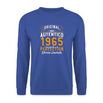 1965 Authentische Limited Edition - Unisex Pullover - Royalblau - Vorne - Alina (178cm) & Michal (187cm)