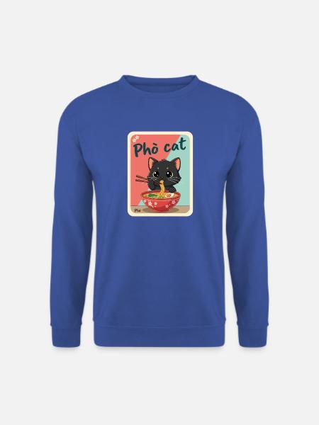 Pho Cat Ramen Katze Illustration - Unisex Pullover - Royalblau