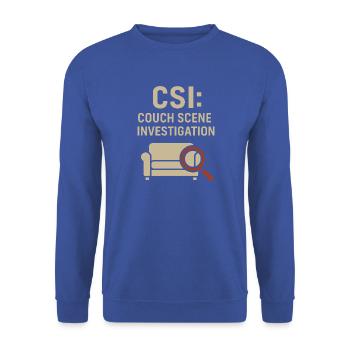 Couch Scene Investigation – Lustiges True Crime - Unisex Pullover - Royalblau - Vorne - Alina (178cm) & Michal (187cm)