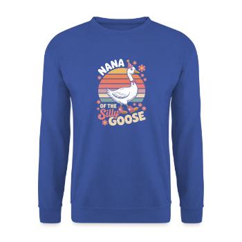 Nana Die Lustige Gans - Unisex Pullover - Royalblau - Vorne - Alina (178cm) & Michal (187cm)
