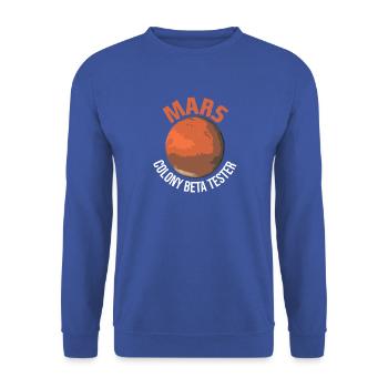 Mars Planet Weltraum Vintage Rakete - Unisex Pullover - Royalblau - Vorne - Alina (178cm) & Michal (187cm)