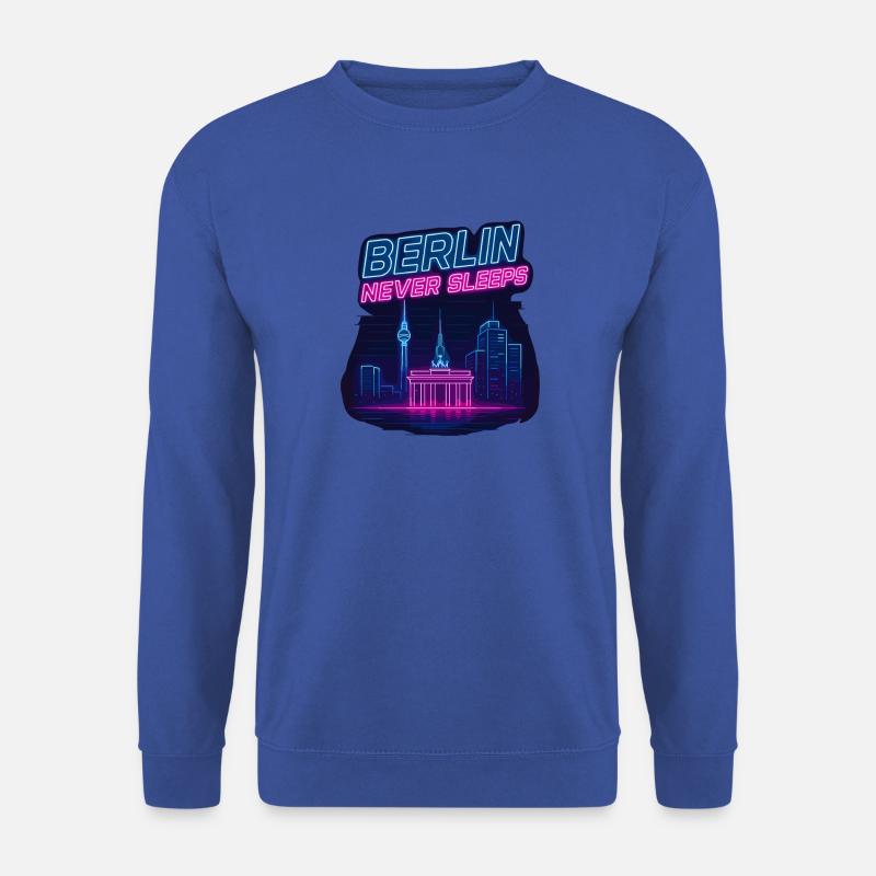 Berlin Never Sleeps Neon Skyline Design - Unisex Pullover - Royalblau