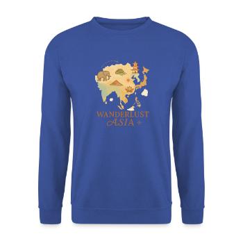 Wanderlust Asia – Reiselust Asien Karte - Unisex Pullover - Royalblau - Vorne - Alina (178cm) & Michal (187cm)