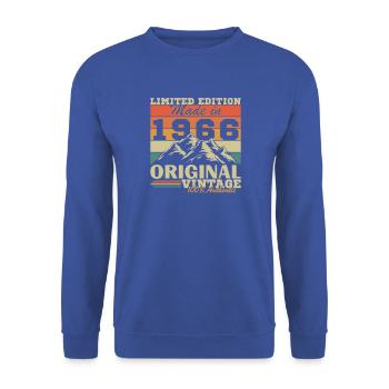 1966 Vintage Retro Geburtstagsgeschenk - Unisex Pullover - Royalblau - Vorne - Alina (178cm) & Michal (187cm)