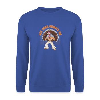 Groovige Puten-Disco - Unisex Pullover - Royalblau - Vorne - Alina (178cm) & Michal (187cm)