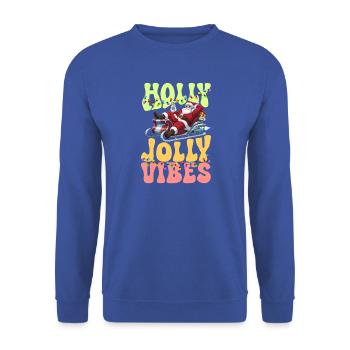 Santa Sleigh Holy Jolly Vibes - Unisex Pullover - Royalblau - Vorne - Alina (178cm) & Michal (187cm)