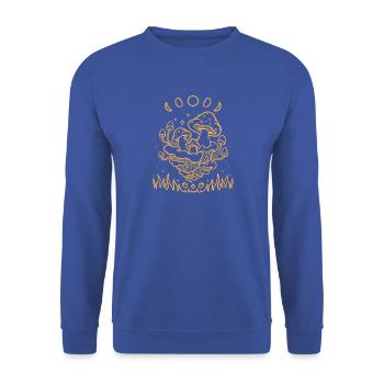 Halluzinogene Pilze & Mondphasen Spirituelles Boho - Unisex Pullover - Royalblau - Vorne - Alina (178cm) & Michal (187cm)