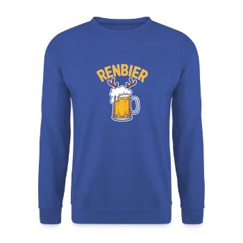 Renbier Krug mit Geweih - Unisex Pullover - Royalblau - Vorne - Alina (178cm) & Michal (187cm)