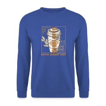 Kaffee Macht Einfach Seinen Job Retro - Unisex Pullover - Royalblau - Vorne - Alina (178cm) & Michal (187cm)