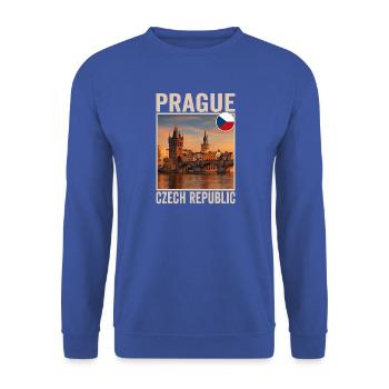 Prag - Unisex Pullover - Royalblau - Vorne - Alina (178cm) & Michal (187cm)