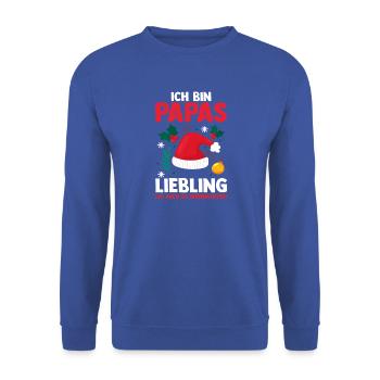 Weihnachtsmann Papas Liebling Weihnachten - Unisex Pullover - Royalblau - Vorne - Alina (178cm) & Michal (187cm)