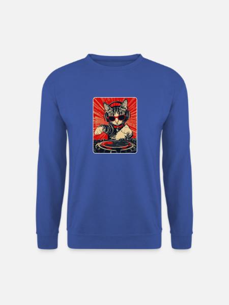 Coole DJ Katze mit Sonnenbrille - Unisex Pullover - Royalblau