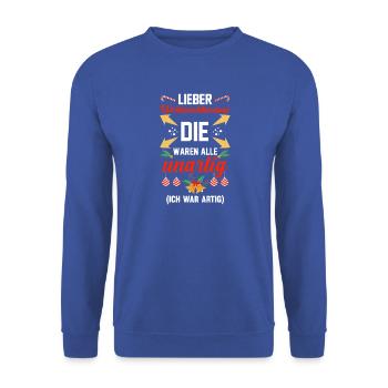 Bogenschütze Bogensport Bogenschießen - Unisex Pullover - Royalblau - Vorne - Alina (178cm) & Michal (187cm)