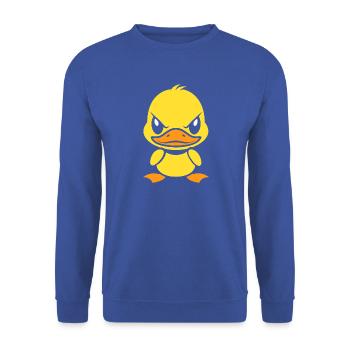 Ausdrucksstarkes, gelbes, rebellisches Entlein - Unisex Pullover - Royalblau - Vorne - Alina (178cm) & Michal (187cm)