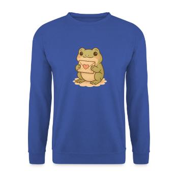Süßer Frosch mit Liebesbrief Illustration - Unisex Pullover - Royalblau - Vorne - Alina (178cm) & Michal (187cm)