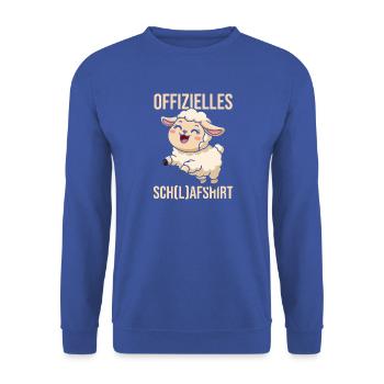 Offizielles Schlafshirt Schlafen Schaf - Unisex Pullover - Royalblau - Vorne - Alina (178cm) & Michal (187cm)