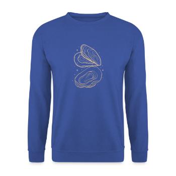 Austern - Unisex Pullover - Royalblau - Vorne - Alina (178cm) & Michal (187cm)
