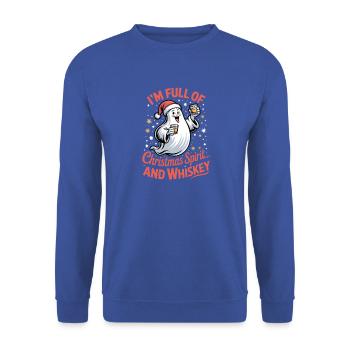 Whiskey Santa Weihnachtsgeist - Unisex Pullover - Royalblau - Vorne - Alina (178cm) & Michal (187cm)