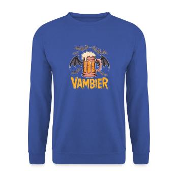 Vampier Bier Battenmotive - Unisex Pullover - Royalblau - Vorne - Alina (178cm) & Michal (187cm)