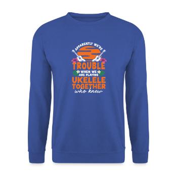 Hawaiian Ukulele Uke Friends - Unisex Pullover - Royalblau - Vorne - Alina (178cm) & Michal (187cm)