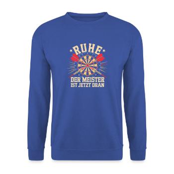  Ruhe Der Meister Ist Jetzt Dran Dartscheibe - Unisex Pullover - Royalblau - Vorne - Alina (178cm) & Michal (187cm)