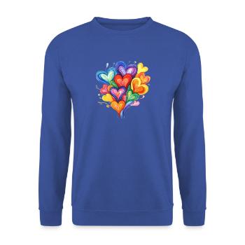Regenbogenherzen Kaleidoskop - Unisex Pullover - Royalblau - Vorne - Alina (178cm) & Michal (187cm)