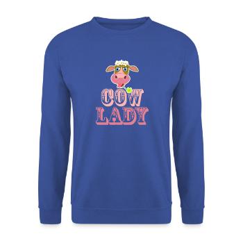 Cow Lady - für Kuhfreundinnen - Unisex Pullover - Royalblau - Vorne - Alina (178cm) & Michal (187cm)