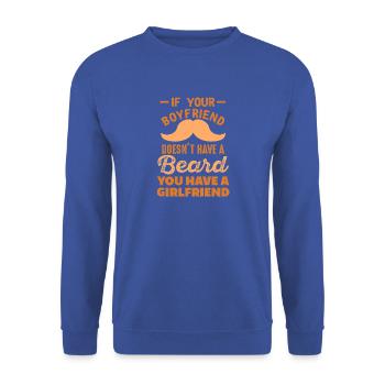 If your Boyfriend doesn't have a Beard, you have a - Unisex Pullover - Royalblau - Vorne - Alina (178cm) & Michal (187cm)