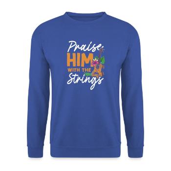 Hawaiian Ukulele Uke Praise Him - Unisex Pullover - Royalblau - Vorne - Alina (178cm) & Michal (187cm)
